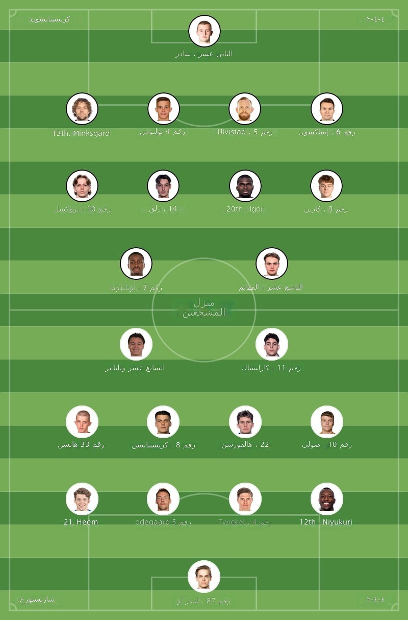 تشكيلة كريستيانساند ضد سابسبورغ